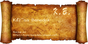 Kósa Benedek névjegykártya