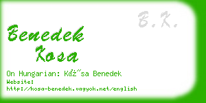 benedek kosa business card